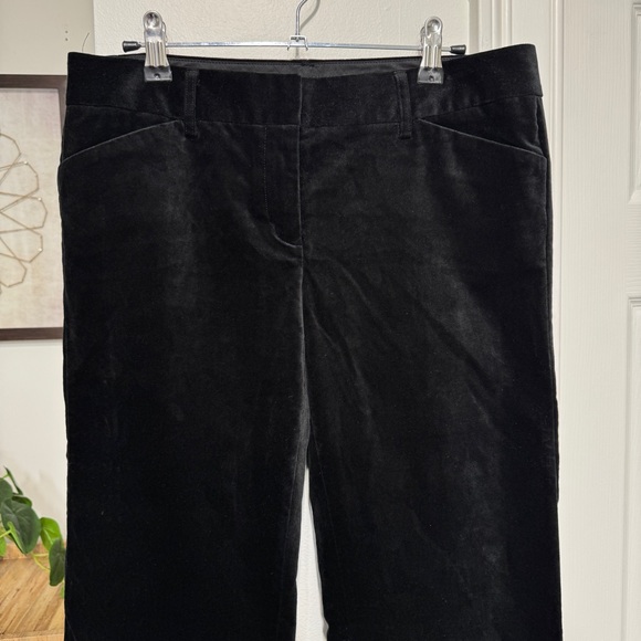 {Express Design Editor} Black Velvet Party Holiday Bootcut Trousers Dress Pants - Picture 3 of 7